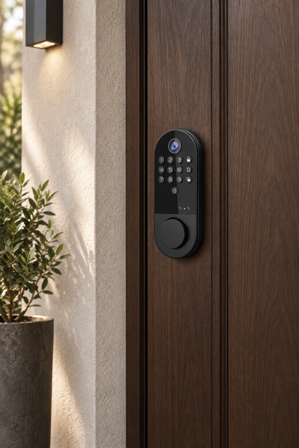 P19-02 camera smart entry lock on a modern home door